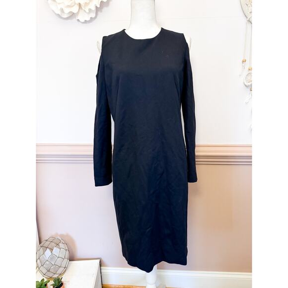 Akris Punto Navy Cold Shoulder Midi Dress with Pockets Size 8 NWT - Picture 1 of 8